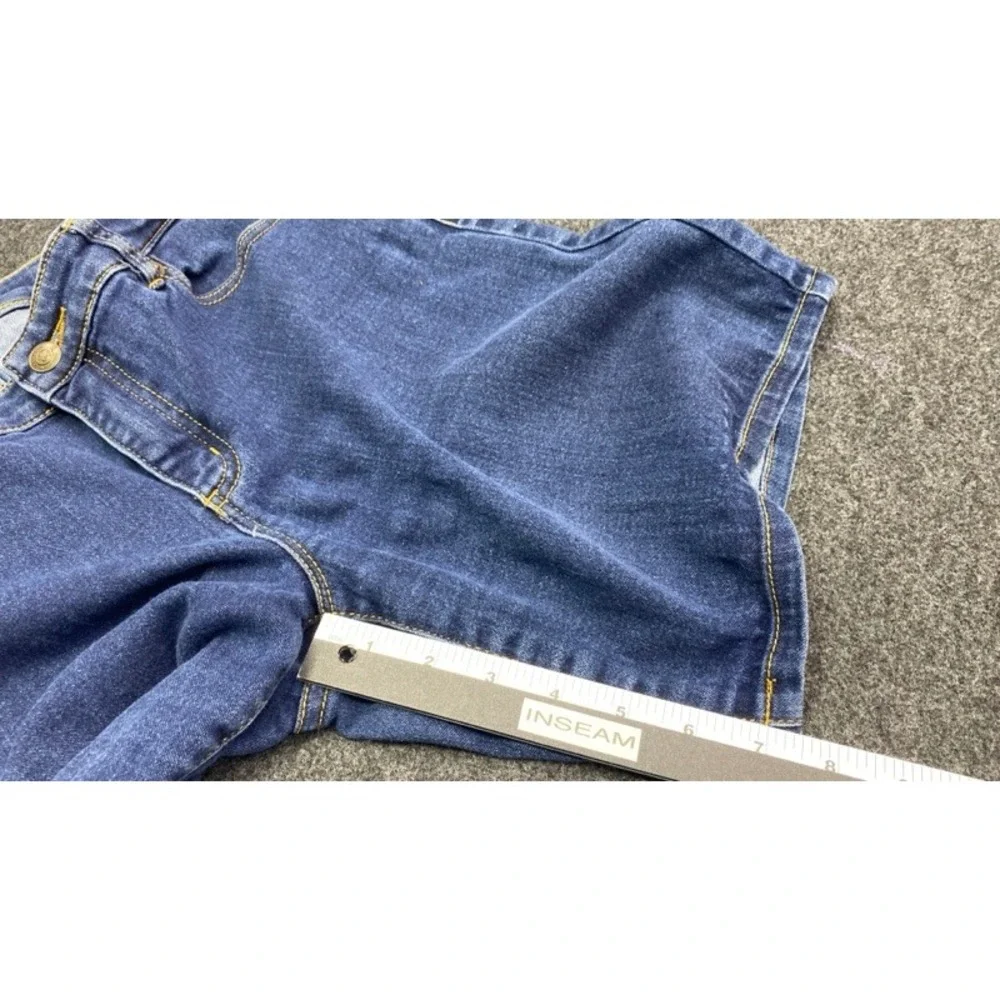 Michael Kors Denim Shorts Womens Size 6 Blue Medium Wash Gold Logo Stretch